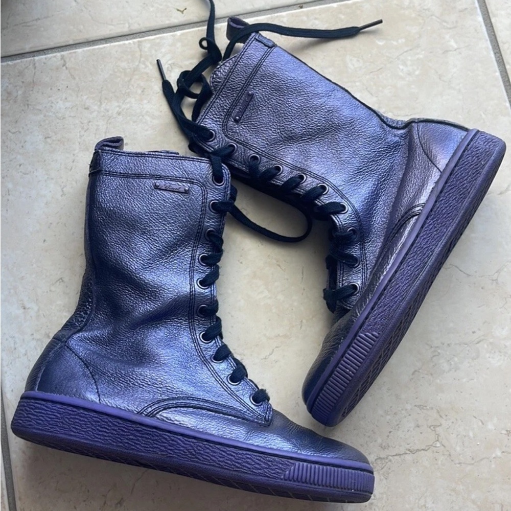 Diesel Purple Leather Sneakers